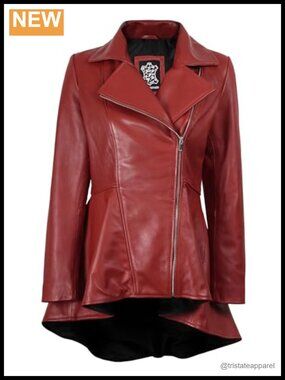 Women's Real Lambskin Leather Jacket Peplum Style Asymmetrical Zip